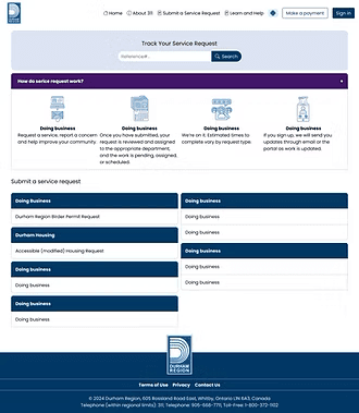 Durham Region responsive learn and help screen.