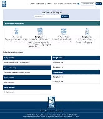 Durham Region responsive service request screen.