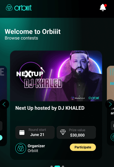 Orbiiit compact mobile profile or contest screen.