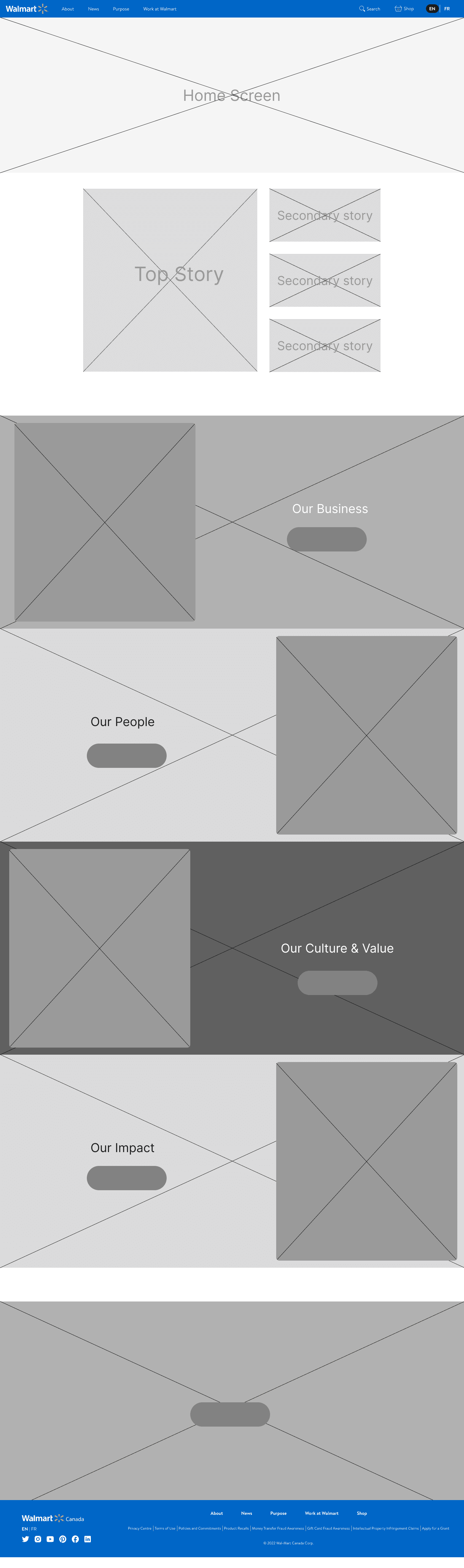 Walmart homepage screen with campaign and navigation modules.