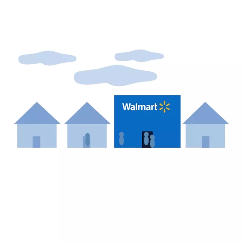 Animated Walmart campaign graphic with branded illustration.